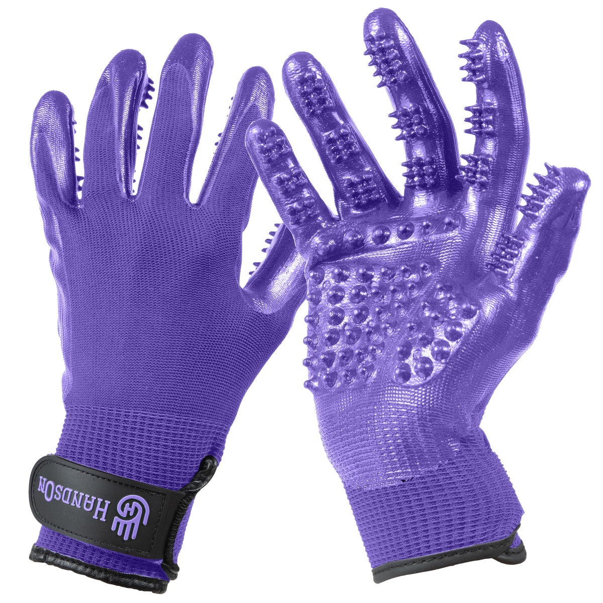 H HANDSON Pet Grooming Gloves - Patented #1 Ranked, Award Winning Shedding, Bathing, & Hair Remover Gloves - Gentle Brush for Cats, Dogs, and Horses (Grey, X-Large)
