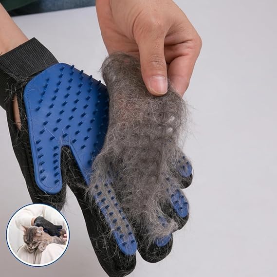 Best Pets grooming & cleaning Glove for Dogs,horse,cats, Gentle deshedding gloves & Massage Mitt-for bathing ,Message & Shedding hair for Wet & Dry Grooming-upgraded 259-Tips for Long&Short hairs.