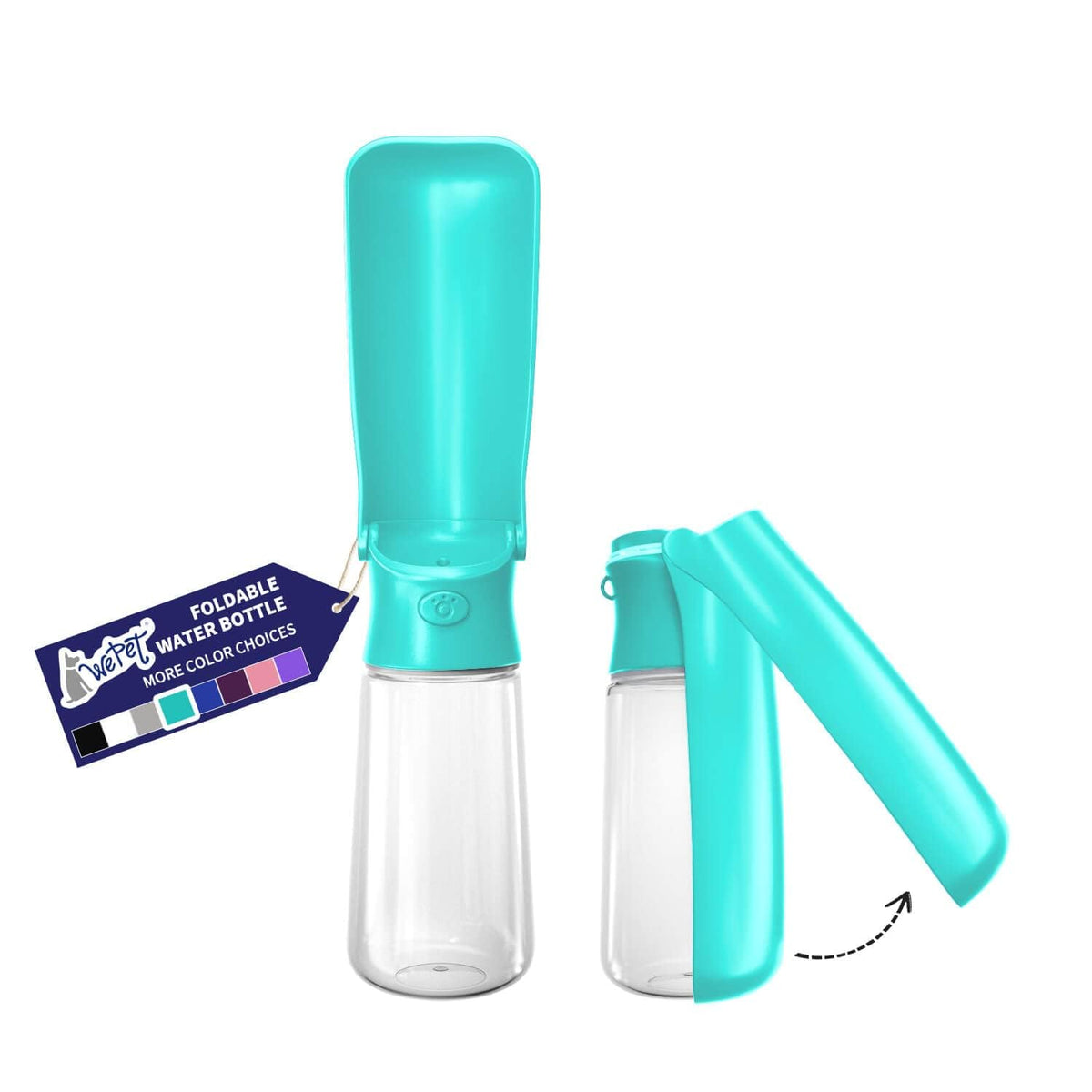 WePet Foldable Portable Dog Water Bottle Puppy Water Dispenser with Drinking Feeder, 12 OZ, High-Temperature Resistant Leak Proof for Pets Outdoor Walking, Hiking, Travel, Food Grade Plastic BPA Free