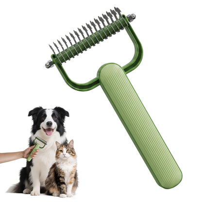 2026 New Double-Sided Dematting Comb for Dogs & Cats, Pet Grooming Tool for Long Haired Thick Double Coat Pets, Undercoat Rake Deshedding Brush for Tangles Matted Shedding Fur, Grey-L-1Pcs