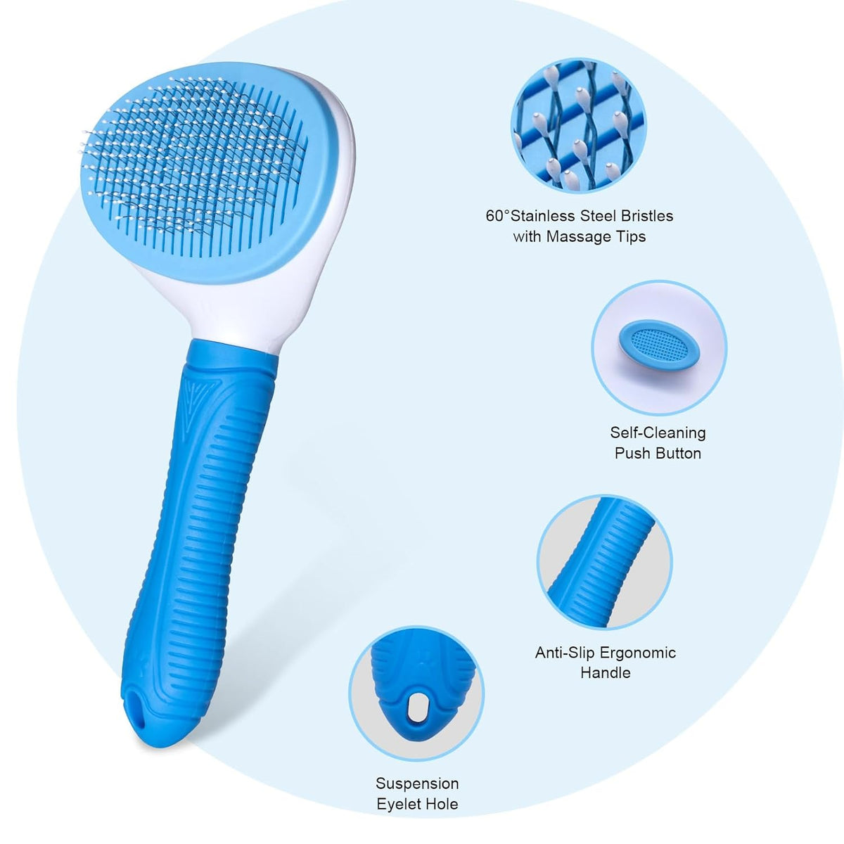 Aogeili Self-Clean Slicker Brush for Dogs Cats, Deshedding Grooming Tool