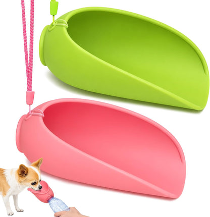 2-Pack Foldable Silicone Dog Water Bowls, Leak-Resistant Travel Bowls