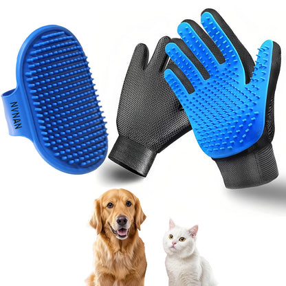 NVNAN 5-Piece Dog Grooming Brush Set with Grooming Gloves