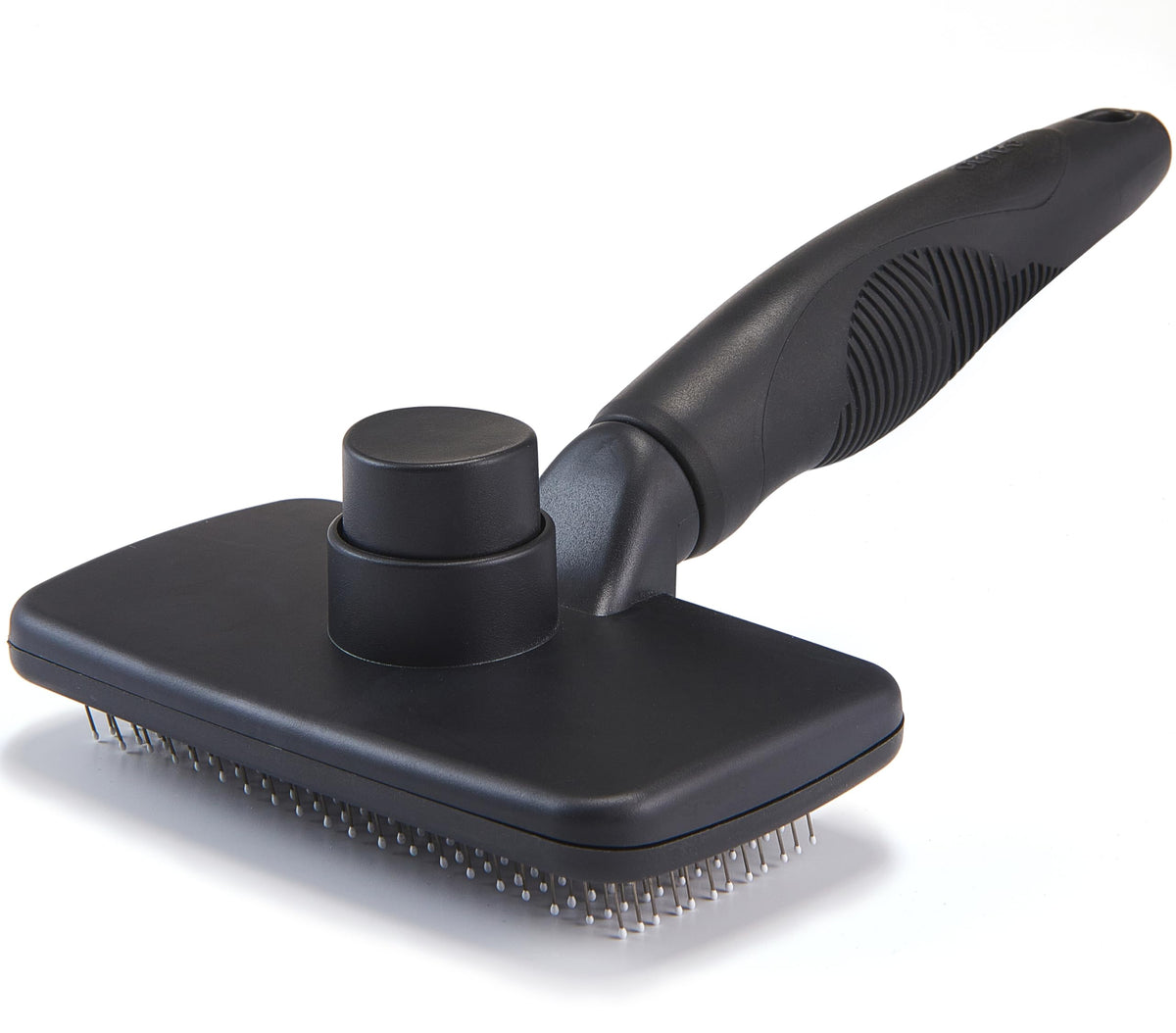 Self-Cleaning Slicker Brush for Dogs and Cats, Pet Grooming Brush for Shedding and Loose Fur, Stainless Steel Bristles, Textured Grip, Green