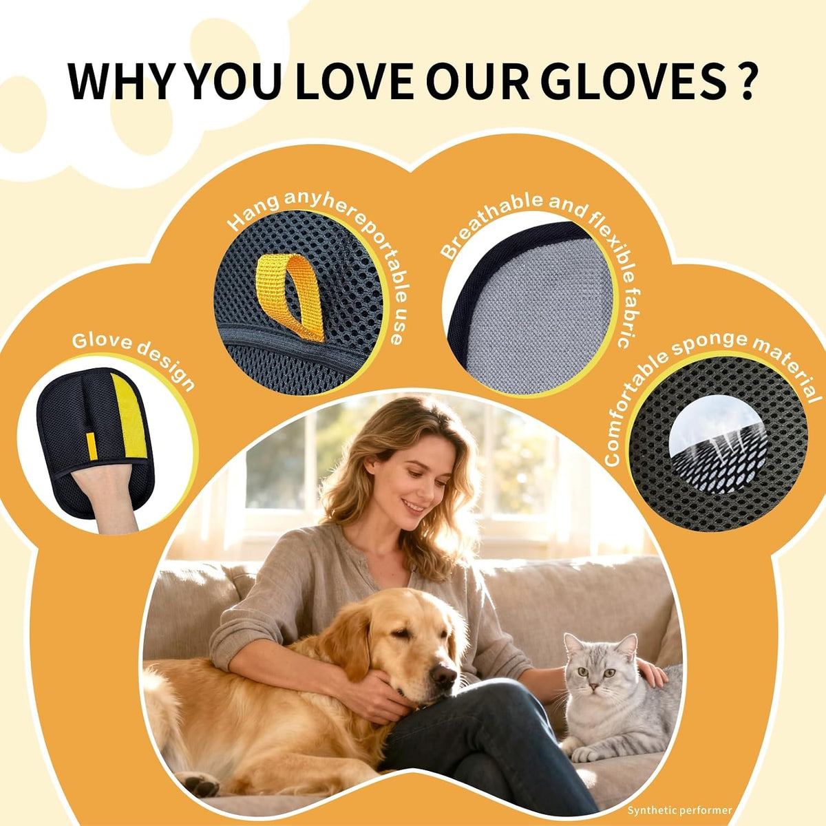 2 Pcs Pet Hair Removal Glove, Reusable Pet Hair Gloves