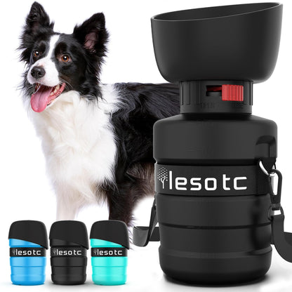 lesotc Dog Water Bottle, Portable Pet Dispenser with Water Bowl, Leak Proof Pet Travel Squeeze Bottle, Puppy Essentials Dog Stuff Accessories for Outdoor Walking, Hiking, Camping