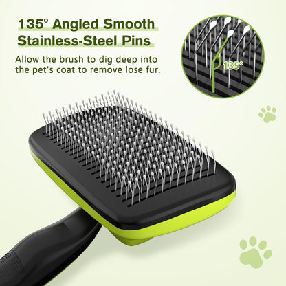 Pecute Skin Friendly Self-Cleaning Slicker Brush for Dog & Cat Shedding