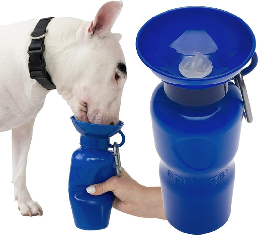 Springland 22oz Classic Portable Dog Water Bottle with Built-in Bowl,Indigo
