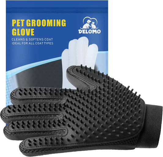 Pet Hair Removal Glove with 255 Silicone Tips for Dogs & Cats, Right Black