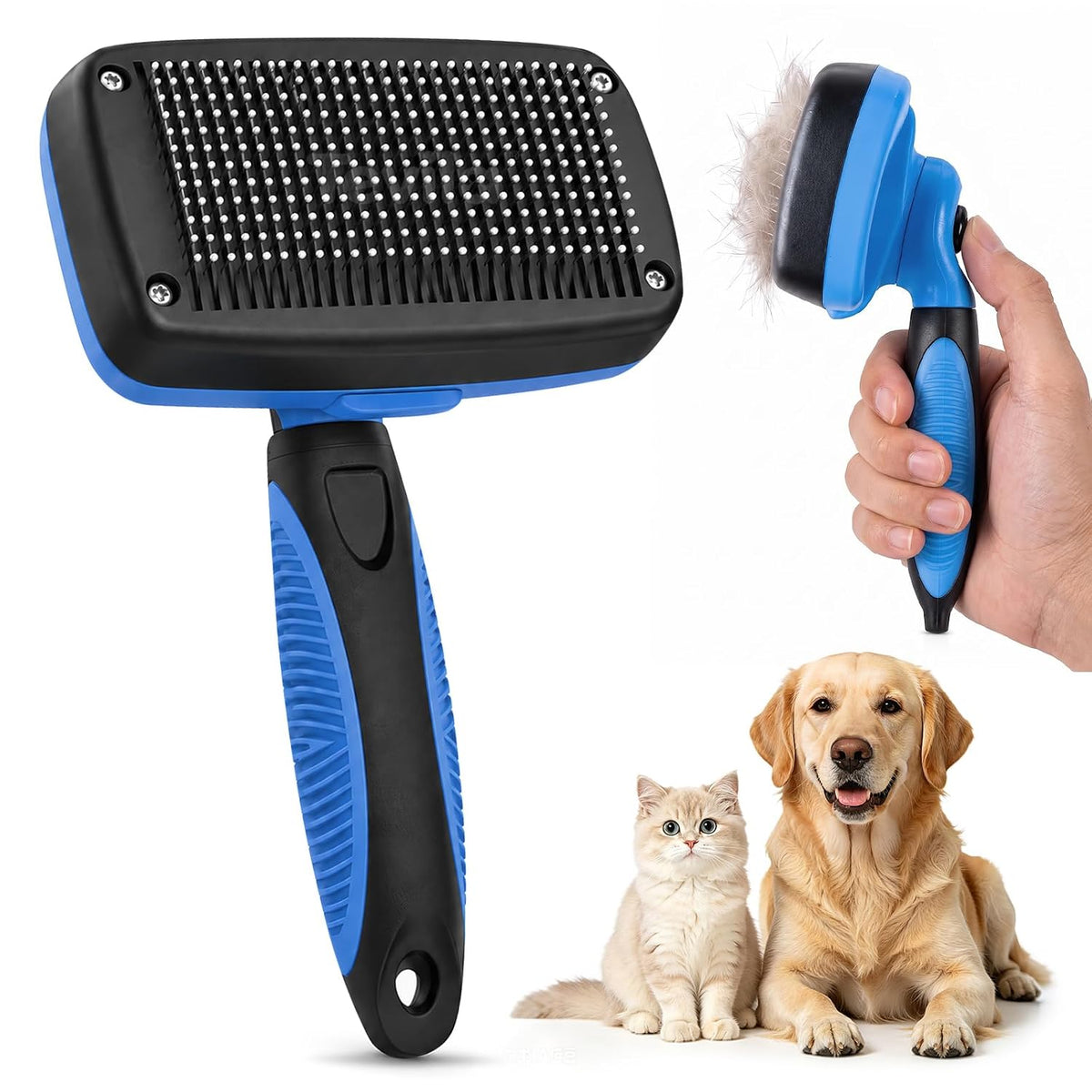 Self-Cleaning Dog Brush for Shedding, Slicker Brush & Grooming Tool