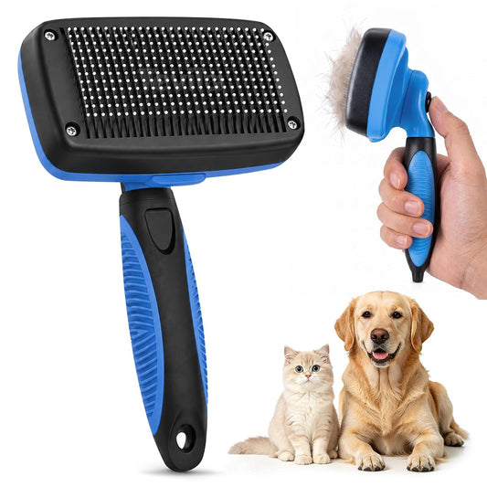Self-Cleaning Dog Brush for Shedding, Slicker Brush & Grooming Tool