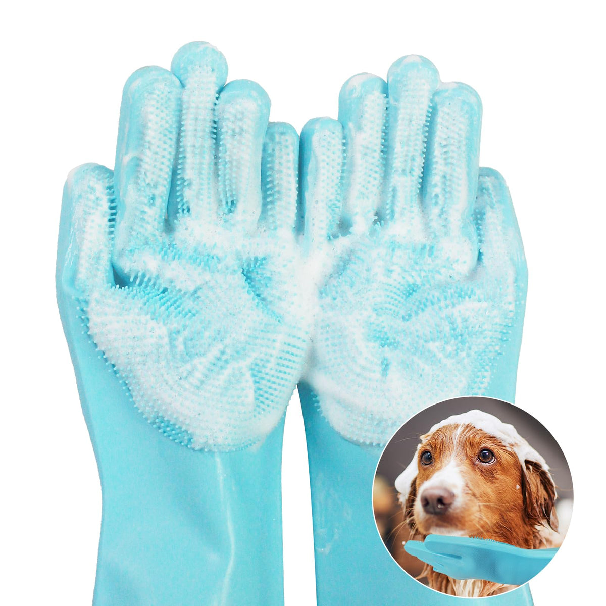 2 in 1 Pet Grooming Gloves - Cat and Dog Glove Brush, High Efficiency Pet Hair Removal Massage Glove, Clean Hair on Both Sides (Grey /1 Piece)