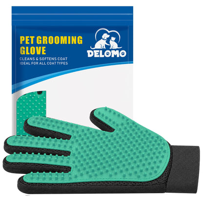 Pet Hair Removal Glove with 255 Silicone Tips for Dogs & Cats, Right Blue