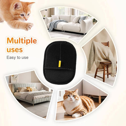 Pet Hair Removal Glove for Cats & Dogs, Upgrade Efficient Grooming Gloves for Pet Hair, Reusable Cat & Dog Hair Remover for Couch, Furniture, Carpet, Curtain(2pcs)