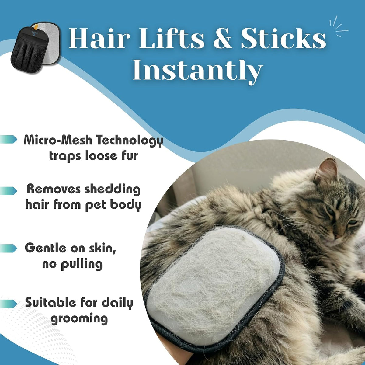 2PCS Reusable Best Pet Hair Remover Glove for Laundry Couch & Furniture Reusable Dog & Cat Grooming Glove Removes Fur from Clothes & Car