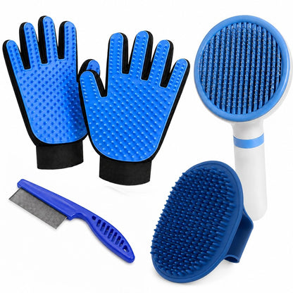 NVNAN 5-Piece Dog Grooming Brush Set with Grooming Gloves