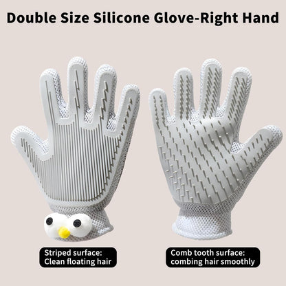 2 in 1 Pet Grooming Gloves - Cat and Dog Glove Brush, High Efficiency Pet Hair Removal Massage Glove, Clean Hair on Both Sides (Grey /1 Piece)