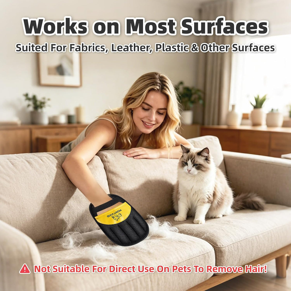 2Pcs Pet Hair Removal Glove for Dogs & Cats, Electrostatic Pet Hair Remover