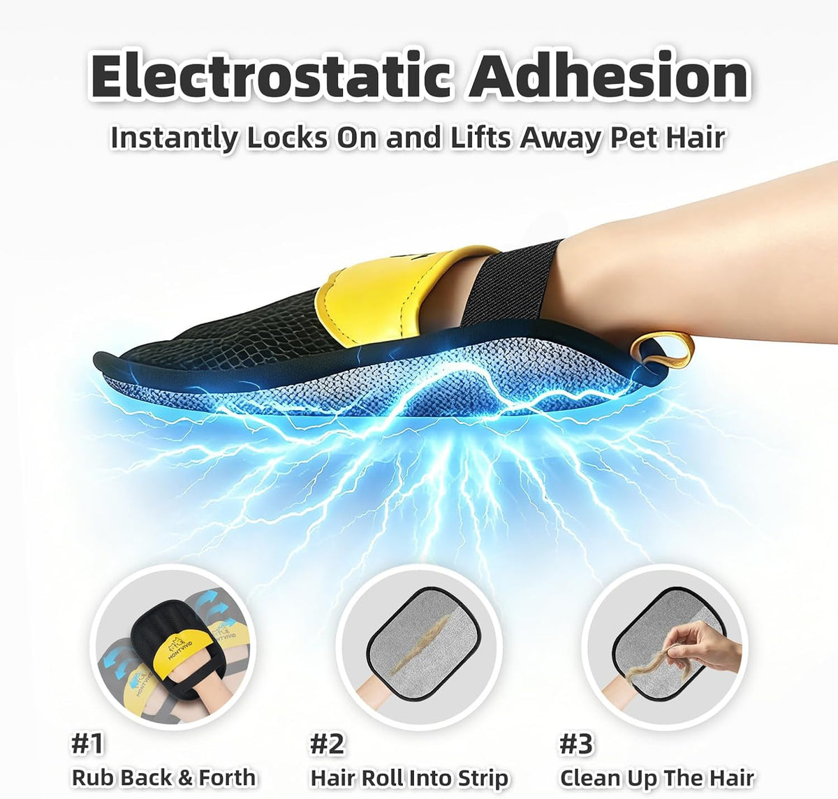 2Pcs Pet Hair Removal Glove for Dogs & Cats, Electrostatic Pet Hair Remover