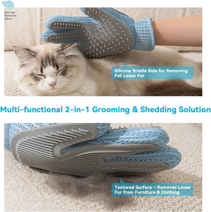Cat Grooming Gloves, Upgraded 2-in-1 Double-Sided, 1 Count