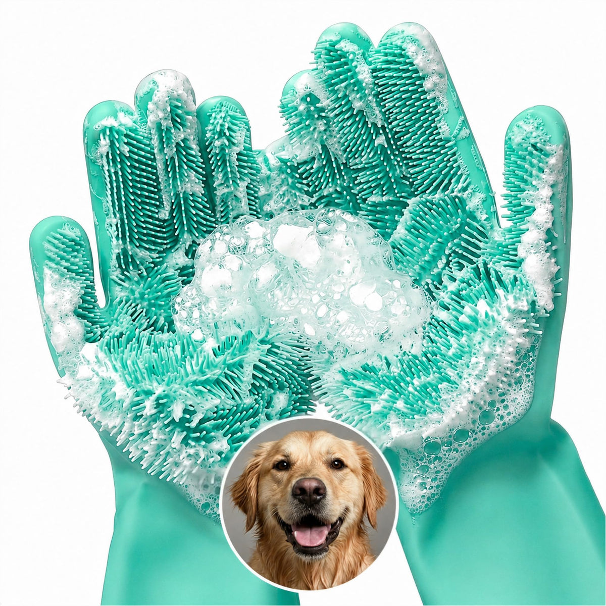 2-in-1 Cat and Dog Washing Gloves with 3000 Soft Bristles (Blue)