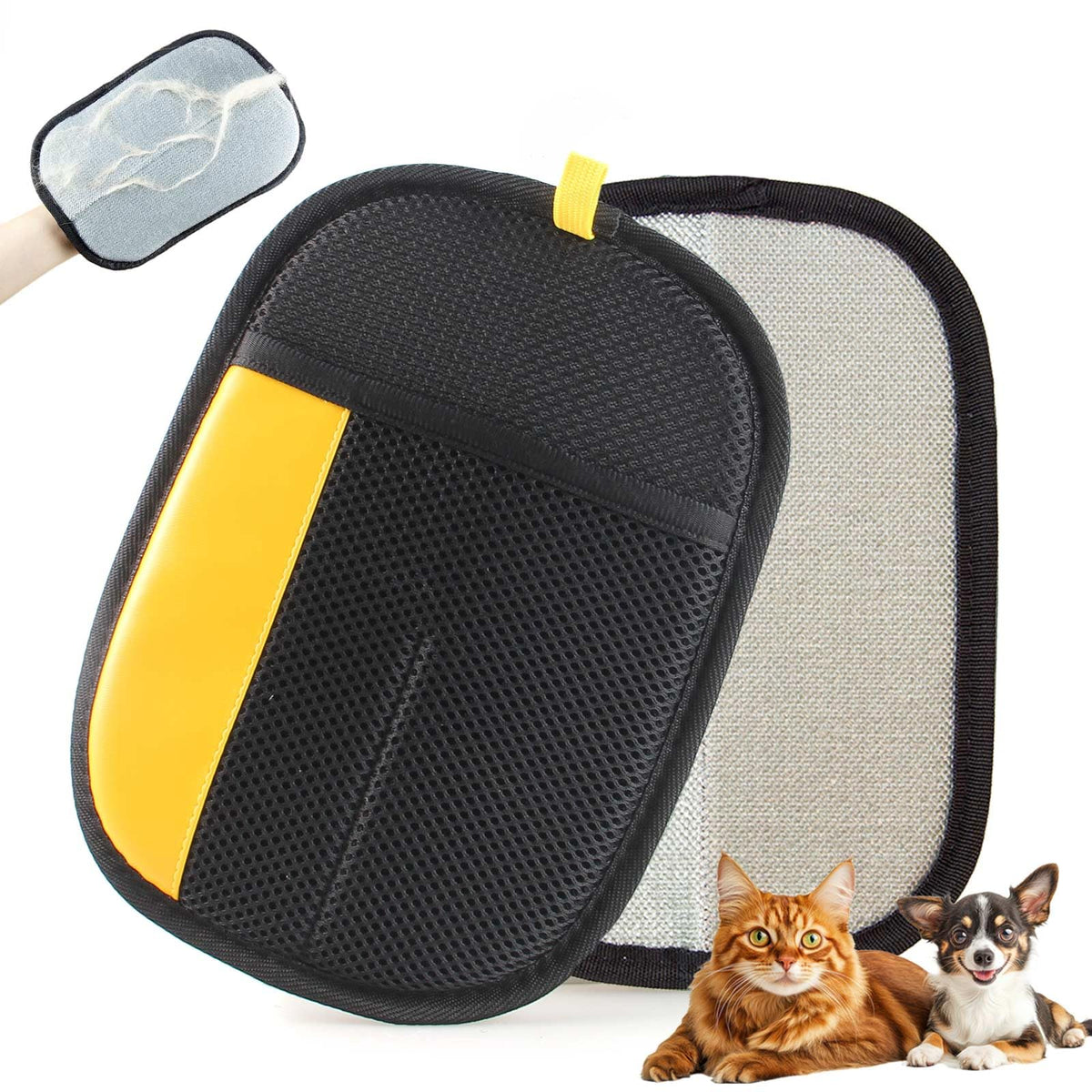 Thickened Pet Hair Removal Glove - Electrostatic Cat Dog Hair Remover Glove, Reusable Magic Brush Pet Hair Remover Tool for Couch, Carpet, and Car Seat (Black,1 Pack)