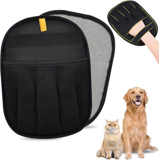Pet Hair Removal Glove for Cats & Dogs, Upgrade 5-Finger Magic Brush Pet Hair Remover Tool, Electrostatic Reusable Grooming Mitt for Laundry, Couch, Carpet & Car Seat
