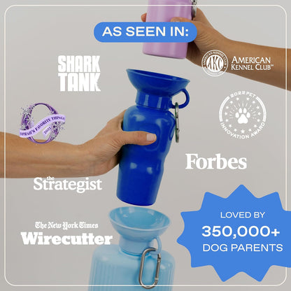Springland 22oz Classic Portable Dog Water Bottle with Built-in Bowl,Indigo