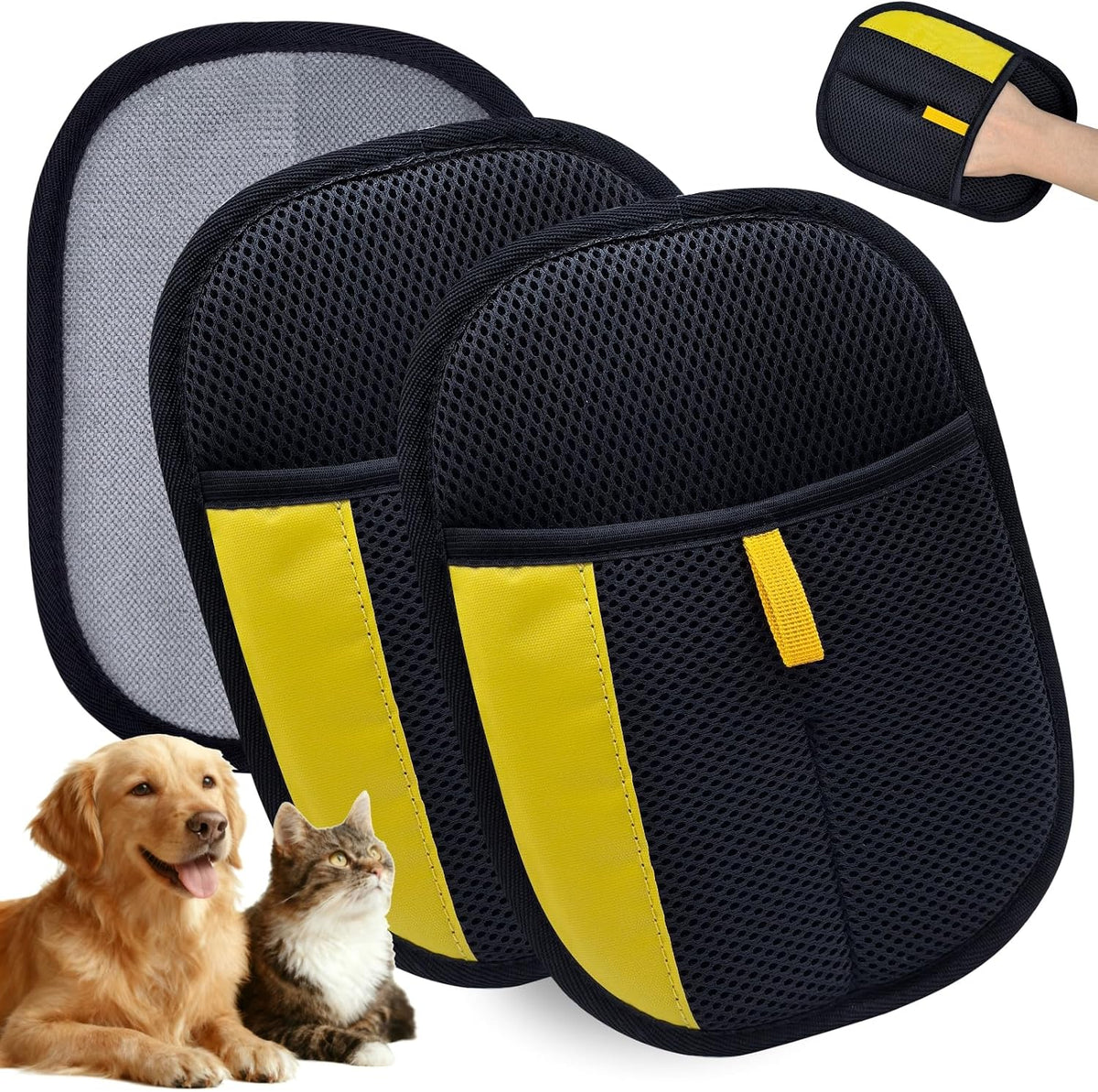 2 Pcs Pet Hair Removal Glove, Reusable Pet Hair Gloves