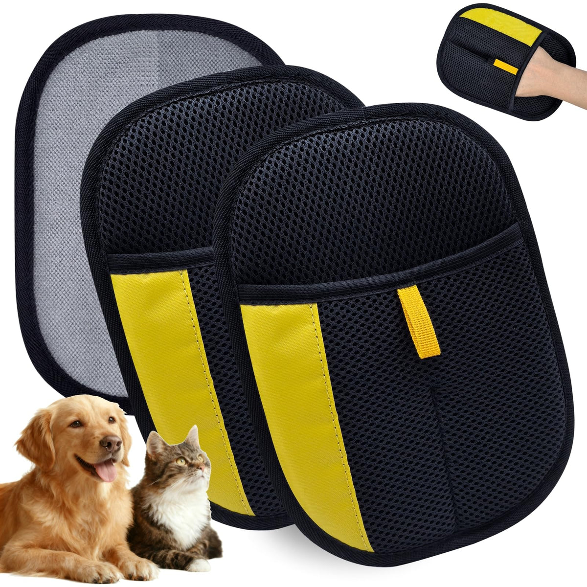 2 Pcs Pet Hair Removal Glove, Reusable Pet Hair Gloves