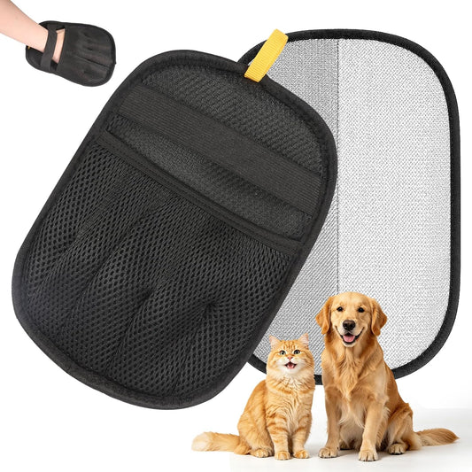 2-Piece Pet Hair Removal Glove, Deshedding Grooming Mitt, Soft Hair Remover Brush for Cats and Dogs with Long Short Fur