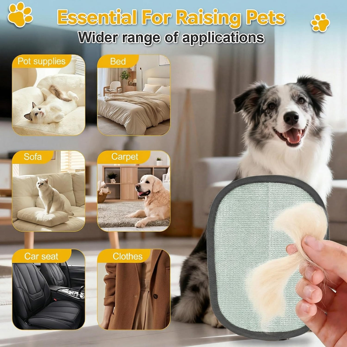 Pet Hair Remover Glove for Furniture, Electrostatic Dog & Cat Hair Removal Mitt, Reusable Pet Fur Remover for Couch, Carpet, Bedding, Clothes, Easy Cleaning Tool for Dog Hair and Cat Fur