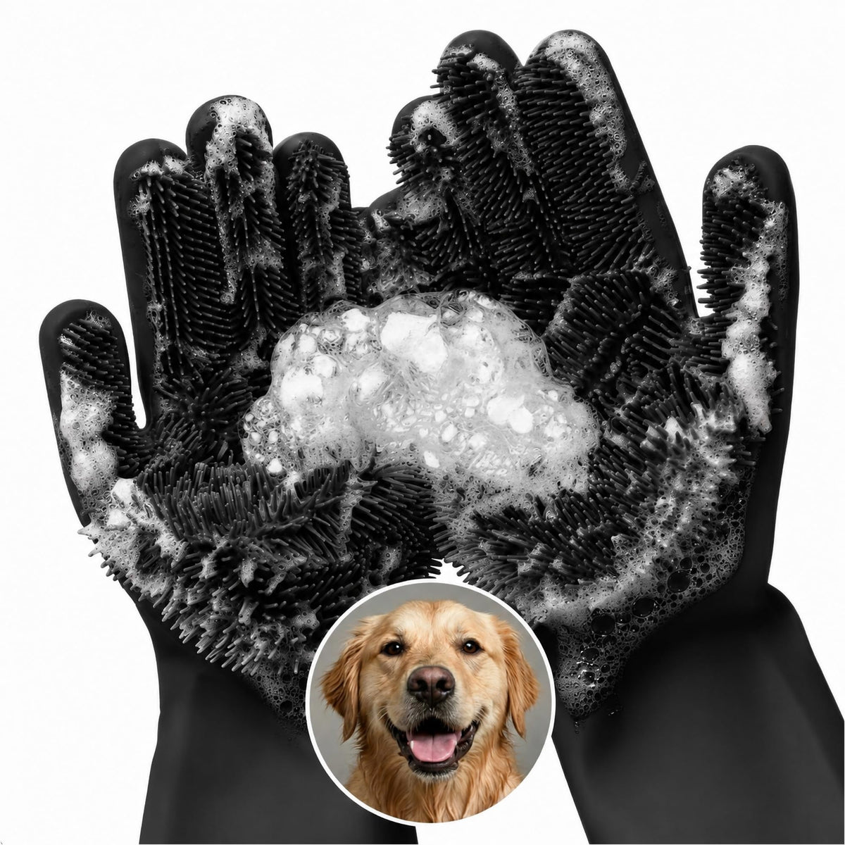 2-in-1 Cat and Dog Washing Gloves with 3000 Soft Bristles (Blue)