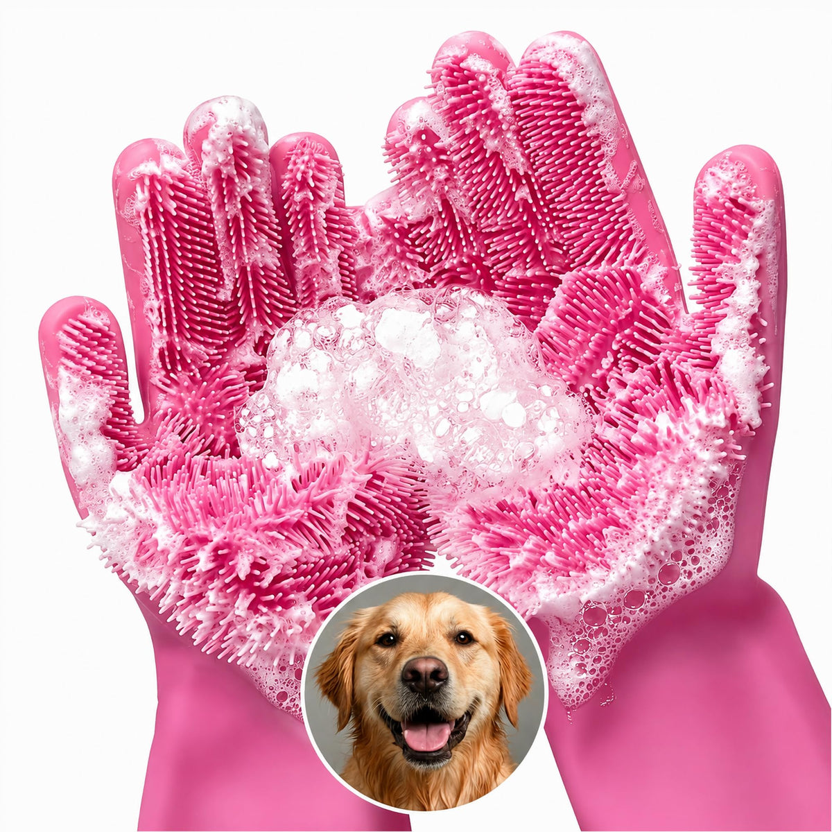 2-in-1 Cat and Dog Washing Gloves with 3000 Soft Bristles (Blue)