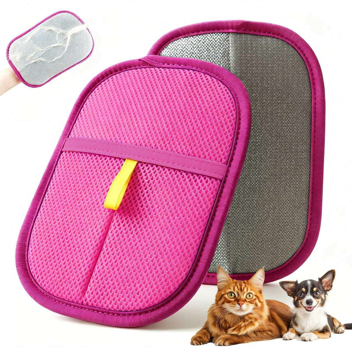 Thickened Pet Hair Removal Glove - Electrostatic Cat Dog Hair Remover Glove, Reusable Magic Brush Pet Hair Remover Tool for Couch, Carpet, and Car Seat (Black,1 Pack)