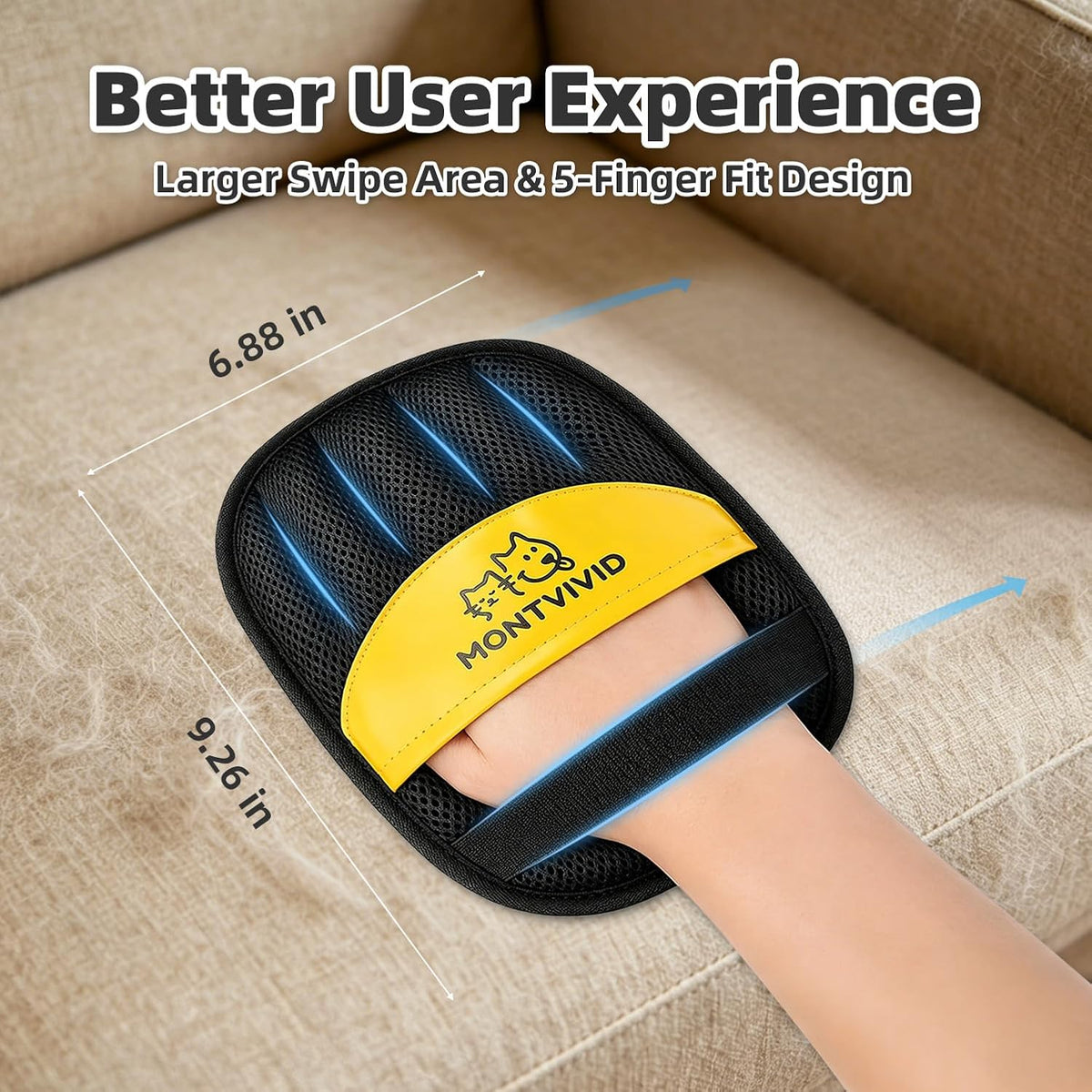 2Pcs Pet Hair Removal Glove for Dogs & Cats, Electrostatic Pet Hair Remover