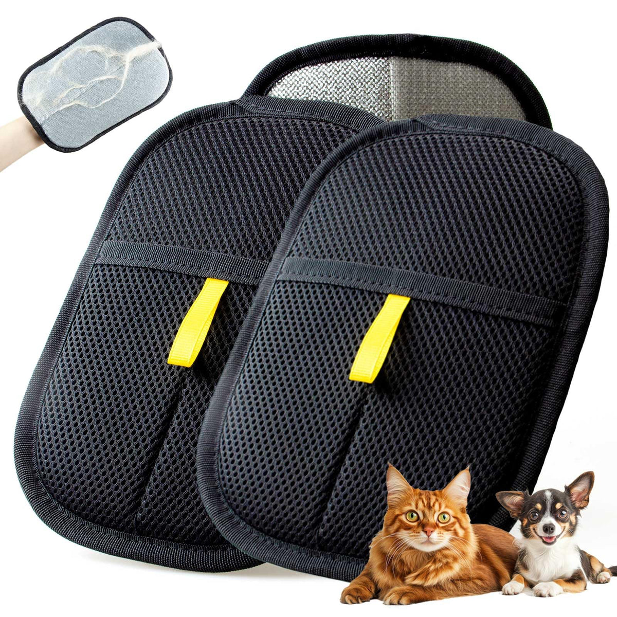 Thickened Pet Hair Removal Glove - Electrostatic Cat Dog Hair Remover Glove, Reusable Magic Brush Pet Hair Remover Tool for Couch, Carpet, and Car Seat (Black,1 Pack)