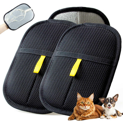 Thickened Pet Hair Removal Glove - Electrostatic Cat Dog Hair Remover Glove, Reusable Magic Brush Pet Hair Remover Tool for Couch, Carpet, and Car Seat (Black,1 Pack)