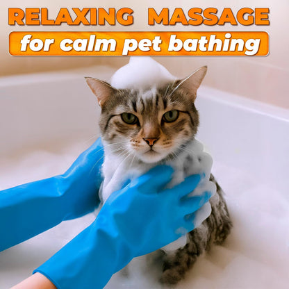 2-in-1 Cat and Dog Washing Gloves with 3000 Soft Bristles (Blue)