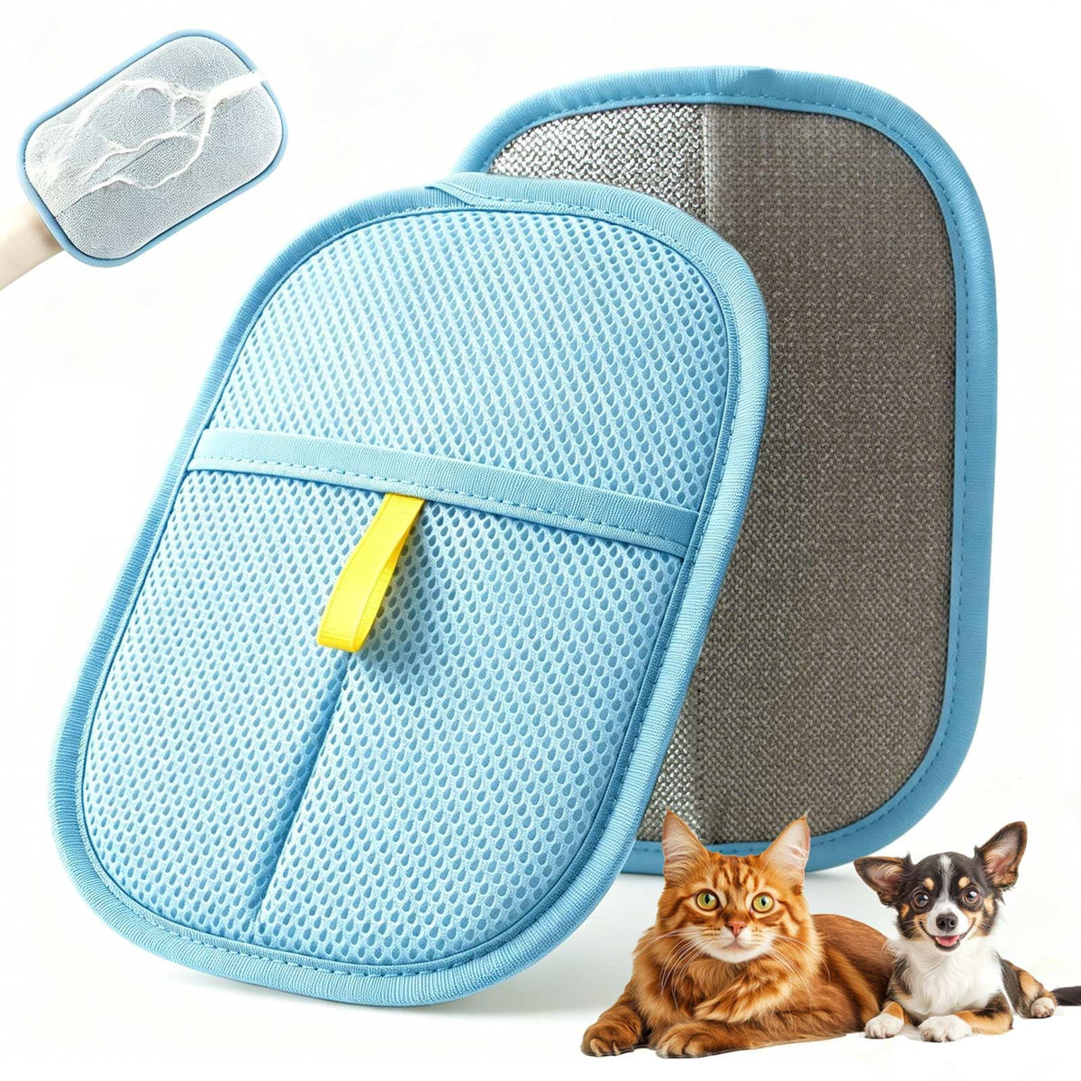 Thickened Pet Hair Removal Glove - Electrostatic Cat Dog Hair Remover Glove, Reusable Magic Brush Pet Hair Remover Tool for Couch, Carpet, and Car Seat (Black,1 Pack)