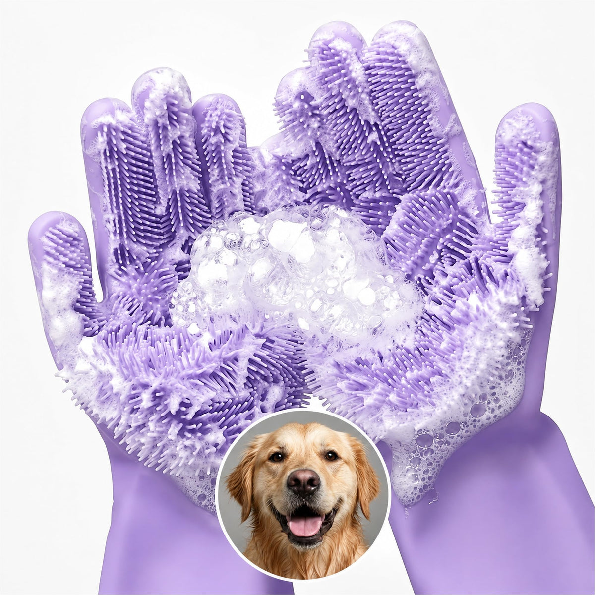 2-in-1 Cat and Dog Washing Gloves with 3000 Soft Bristles (Blue)