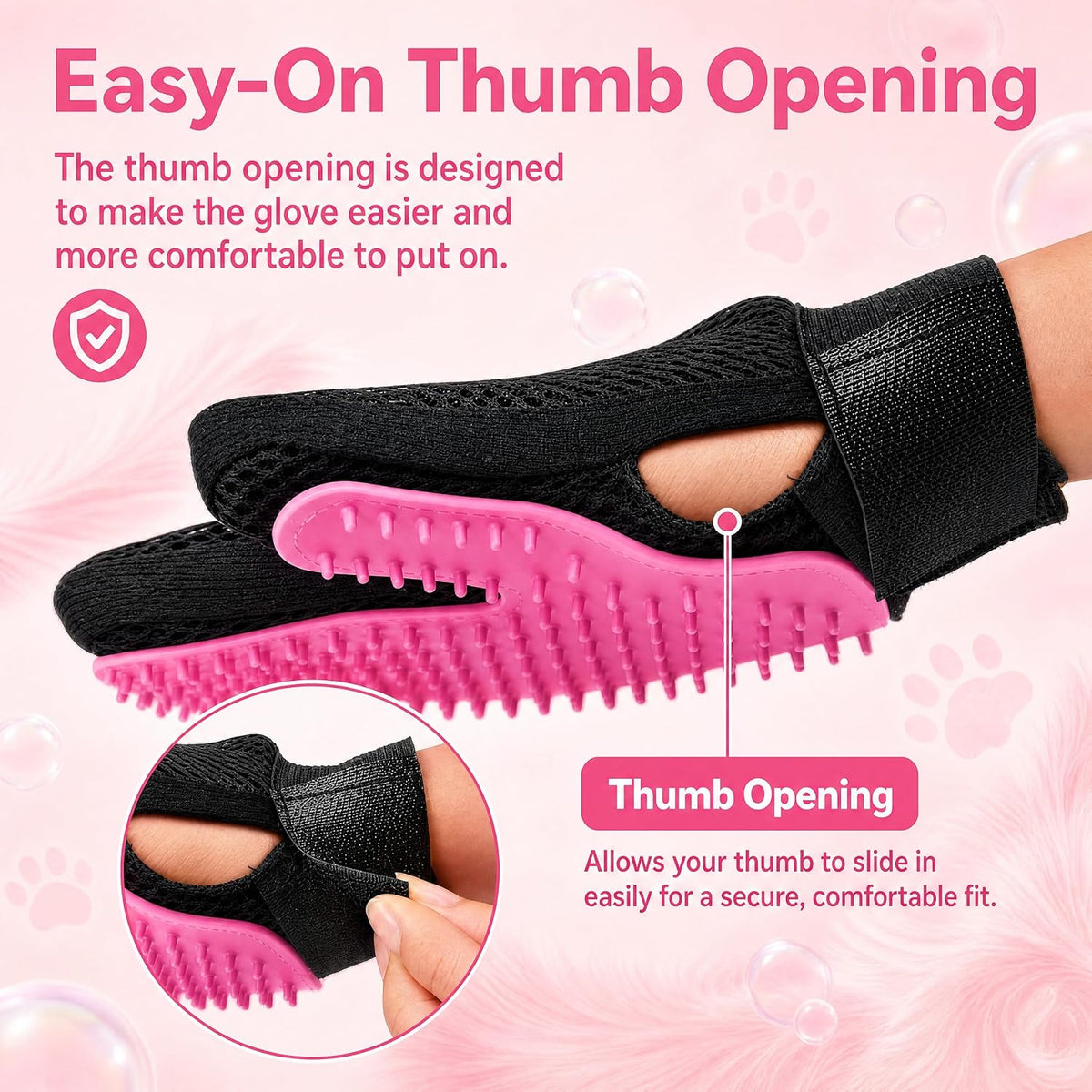 BYETOO Pet Dog Cat Grooming Glove with 261Tips,Gentle Deshedding Brush Glove,Efficient Pet Hair Remover Mitt,Massage Tool with Enhanced Five Finger Design,for Dog,Cat,Rabbit,Horse with Long/Short Fur